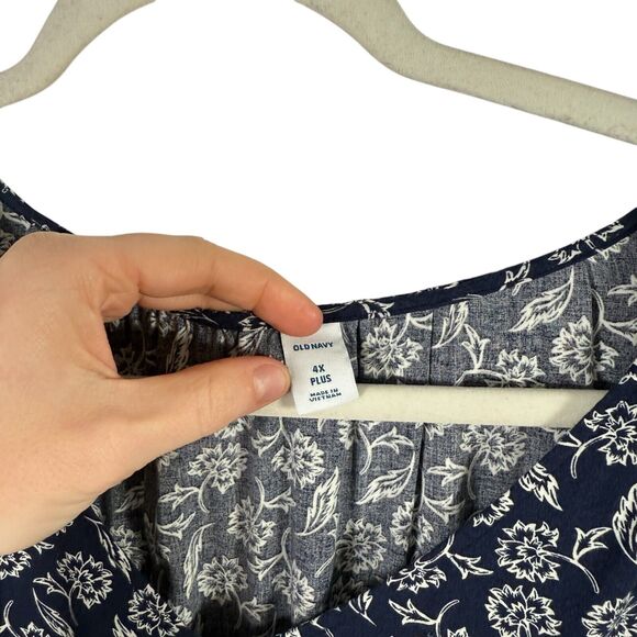 Old Navy Navy Blue Ditsy Floral Midi Dress Flowy Travel Womens Plus Size 4x - Picture 3 of 6